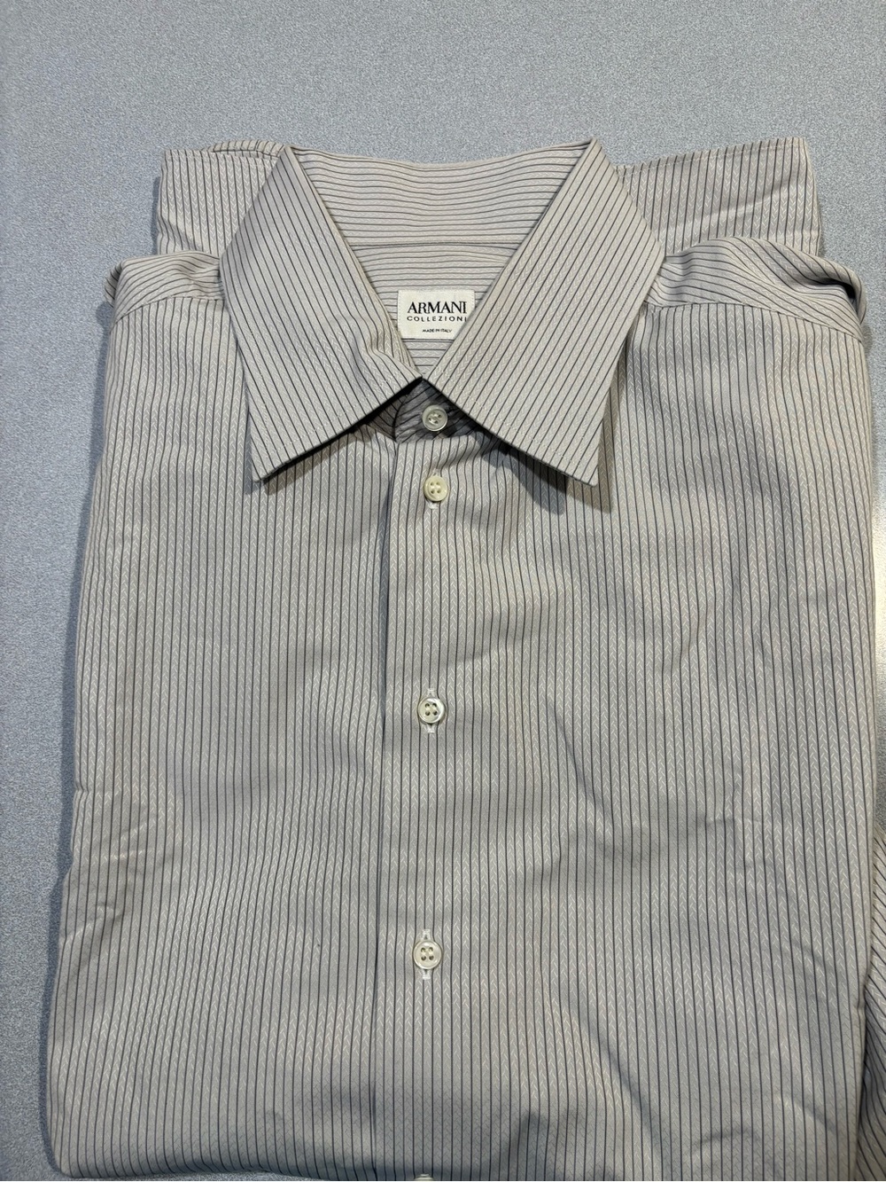 Armani Collezioni-Dress Shirt- Light Gray Striped